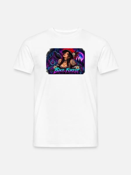Neon Schwarzwald Pinup - Männer T-Shirt - Weiß