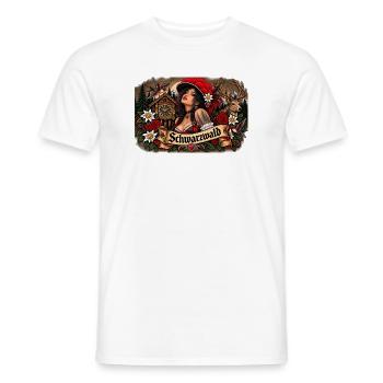  Schwarzwald Kuckucksuhr Tracht Hirsch Und - Männer T-Shirt - Weiß - Vorne - AI Model Male 178 dark (178cm)