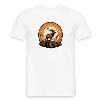 Hirsch Berge Sonnenaufgang Natur Outdoor Vektor - Männer T-Shirt - Weiß - Vorne - AI Model Male 178 dark (178cm)