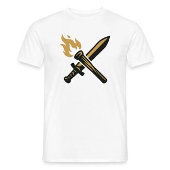 Schwert Fackel Gilden Wappen - Männer T-Shirt - Weiß - Vorne - AI Model Male 178 dark (178cm)