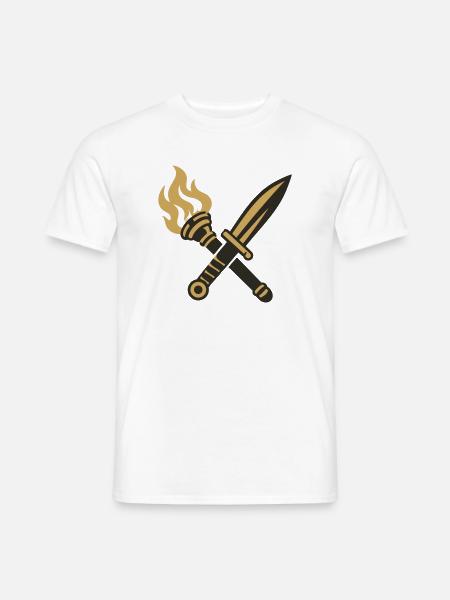 Schwert Fackel Wappen Logo - Männer T-Shirt - Weiß