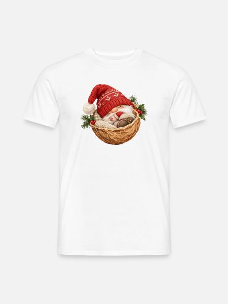 Schlafender Wichtel in der Walnuss  - Männer T-Shirt - Weiß