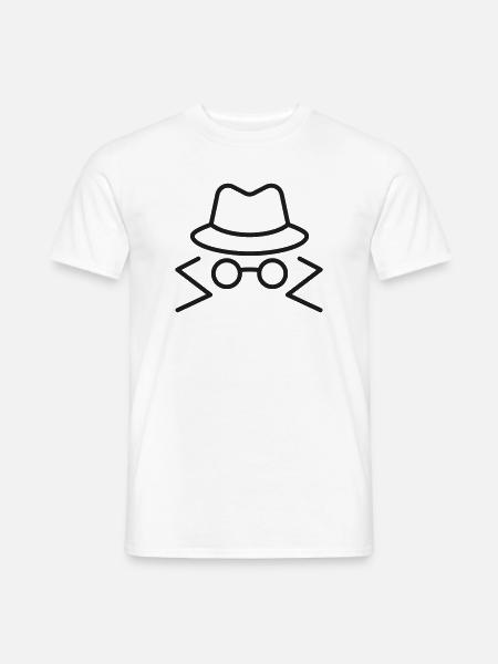 Spionenhut-und-Brillen-Linien-Symbol - Männer T-Shirt - Weiß