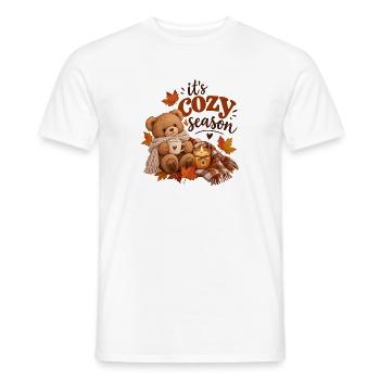Kuschelige Herbstzeit mit Teddybär und Kerze - Männer T-Shirt - Weiß - Vorne - AI Model Male 178 dark (178cm)