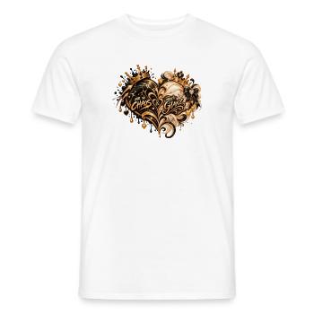 Chaos & Glanz Herzgold Fusion - Männer T-Shirt - Weiß - Vorne - AI Model Male 178 dark (178cm)