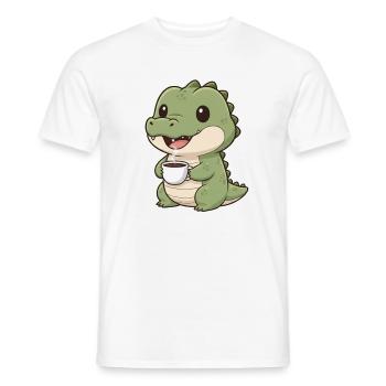 Krokodil mit Kaffee - Männer T-Shirt - Weiß - Vorne - AI Model Male 178 dark (178cm)