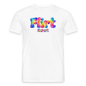 Flirt Expert – Bunter Aquarell Spruch mit Humor - Männer T-Shirt - Weiß - Vorne - AI Model Male 178 dark (178cm)