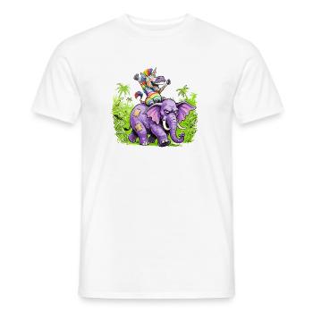 Regenbogen Zebra-Einhorn auf Lila Elefantenritt - Männer T-Shirt - Weiß - Vorne - AI Model Male 178 dark (178cm)