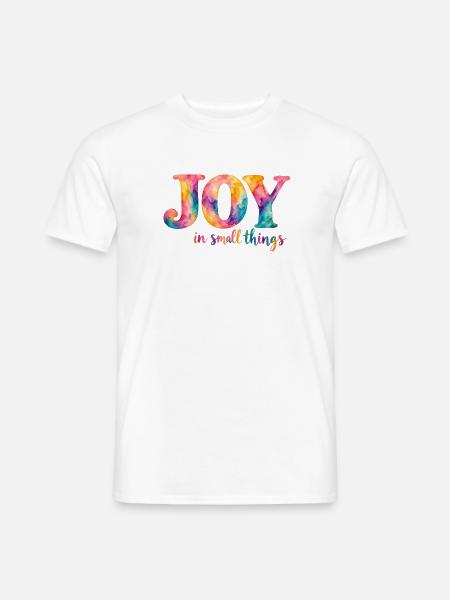Joy in small things – bunter Aquarellspruch - Männer T-Shirt - Weiß