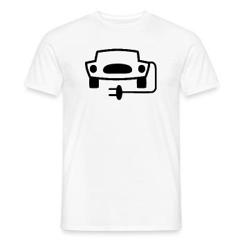 E-Auto Silhouette mit Stecker – Elektromobilität - Männer T-Shirt - Weiß - Vorne - AI Model Male 178 dark (178cm)