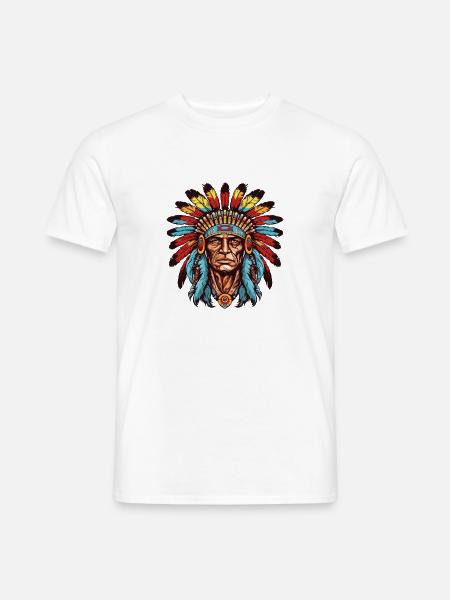 Portrait Indianer Native American - Männer T-Shirt - Weiß