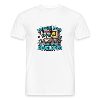 Alle entspannt sich, ich bin professionell entwickelt, schräg - Männer T-Shirt - Weiß - Vorne - AI Model Male 178 dark (178cm)