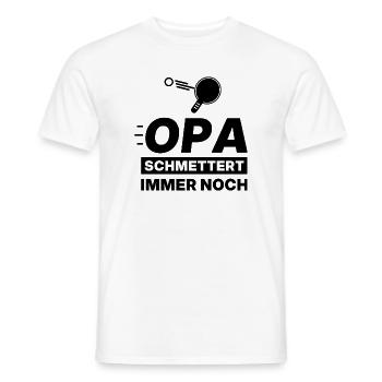 Opa schmettert immer noch – Tischtennis Shirt - Männer T-Shirt - Weiß - Vorne - AI Model Male 178 dark (178cm)