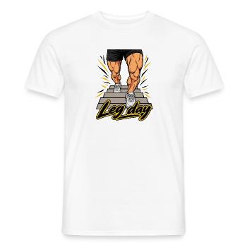 Fitness Herren Outfit - Leg day - Männer T-Shirt - Weiß - Vorne - AI Model Male 178 dark (178cm)