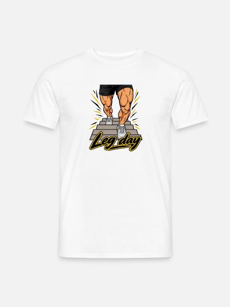 Fitness Herren Outfit - Leg day - Männer T-Shirt - Weiß