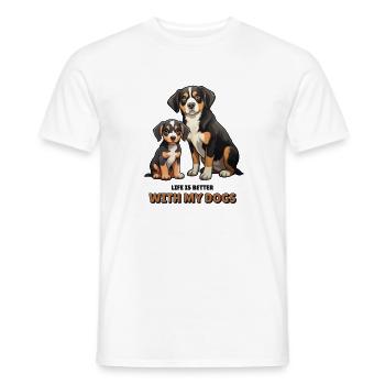 Entlebucher Sennenhund – Hunde Geschenk Idee - Männer T-Shirt - Weiß - Vorne - AI Model Male 178 dark (178cm)