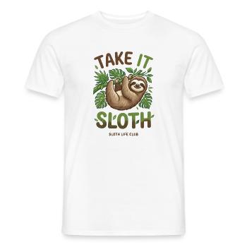 Take It Sloth – Gemütliches Faultier Geschenk - Männer T-Shirt - Weiß - Vorne - AI Model Male 178 dark (178cm)