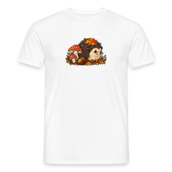 Herbstiger Igel mit Pilzen und Blättern - Männer T-Shirt - Weiß - Vorne - AI Model Male 178 dark (178cm)
