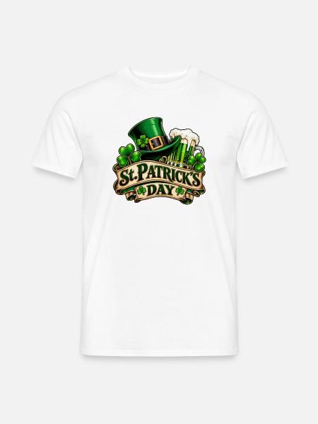 St Patrick's Day – Kleeblatt & Bier - Männer T-Shirt - Weiß