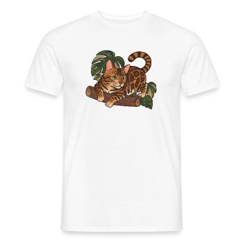 Bengal-Katze auf Baumstamm-Dschungel-Illustration - Männer T-Shirt - Weiß - Vorne - AI Model Male 178 dark (178cm)