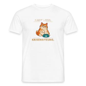 Krisensitzung der hungrigen Katze - Männer T-Shirt - Weiß - Vorne - AI Model Male 178 dark (178cm)