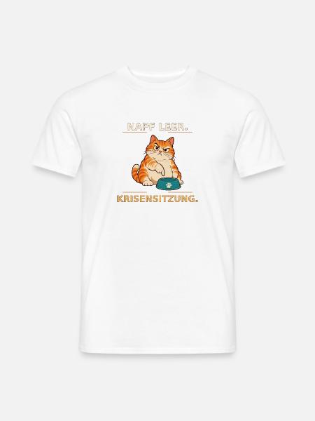 Krisensitzung der hungrigen Katze - Männer T-Shirt - Weiß