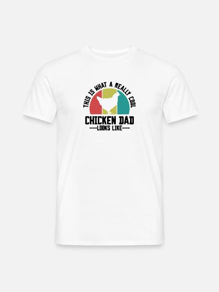 Huhn Papa Spruch Retro - Männer T-Shirt - Weiß