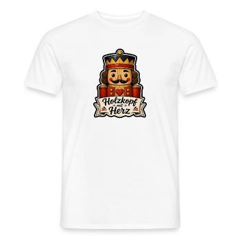 Holzkopf mit Herz Nussknacker Volkskunst Shirt - Männer T-Shirt - Weiß - Vorne - AI Model Male 178 dark (178cm)