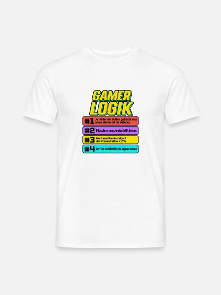 Gamerlogik Sprüche Banner - Männer T-Shirt - Weiß