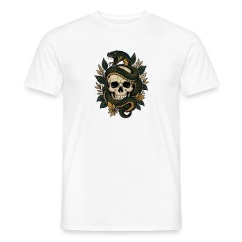 Totenkopf Schlange Blätter Gothic Skull Shirt - Männer T-Shirt - Weiß - Vorne - AI Model Male 178 dark (178cm)