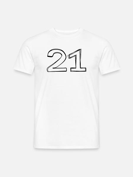 Zahl 21 handgezeichnet - Männer T-Shirt - Weiß
