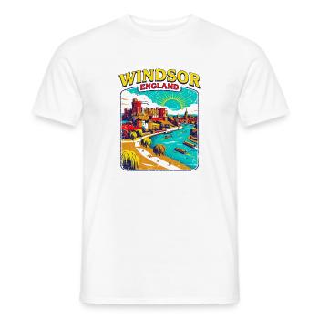 City Retro Windsor England Castle and River - Männer T-Shirt - Weiß - Vorne - AI Model Male 178 dark (178cm)