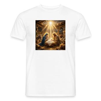 Jesus, katholisch, Krippe, Beten zu Jesus, Christ - Männer T-Shirt - Weiß - Vorne - AI Model Male 178 dark (178cm)