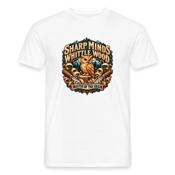 Sharp Minds Whittle Wood Master Of The Grain Owl - Männer T-Shirt - Weiß - Vorne - AI Model Male 178 dark (178cm)
