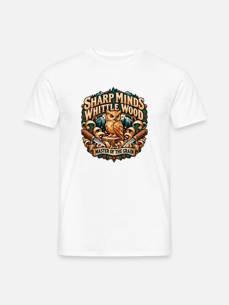 Sharp Minds Whittle Wood Master Of The Grain Owl - Männer T-Shirt - Weiß