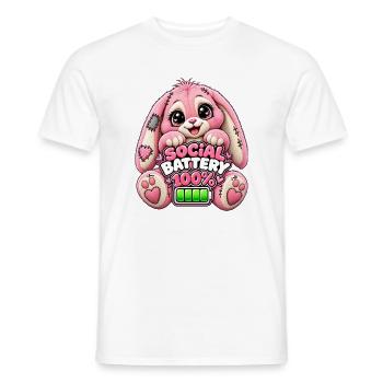 Social Battery Hoppelbunny 100% - Männer T-Shirt - Weiß - Vorne - AI Model Male 178 dark (178cm)