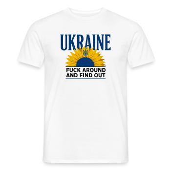 Ukraine FAFO Sonnenblume – Kühne Aussage - Männer T-Shirt - Weiß - Vorne - AI Model Male 178 dark (178cm)
