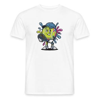  Fröhlicher Tennisspieler Mit Schläger Und Bunten - Männer T-Shirt - Weiß - Vorne - AI Model Male 178 dark (178cm)