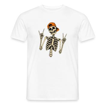 Skelettrocker mit oranger Kappe Halloween - Männer T-Shirt - Weiß - Vorne - AI Model Male 178 dark (178cm)