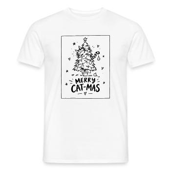 Merry Cat-Mas – Katze im Weihnachtsbaum - Männer T-Shirt - Weiß - Vorne - AI Model Male 178 dark (178cm)