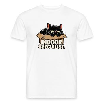 Indoor-Spezialistenkatze - Männer T-Shirt - Weiß - Vorne - AI Model Male 178 dark (178cm)
