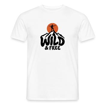 Wandern – Wild & Free Outdoor - Männer T-Shirt - Weiß - Vorne - AI Model Male 178 dark (178cm)