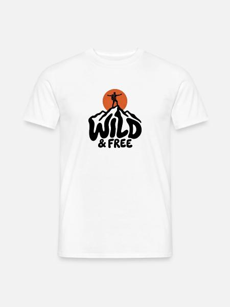 Wandern – Wild & Free Outdoor - Männer T-Shirt - Weiß