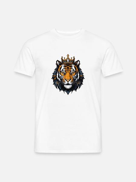 Tiger Kopf mit Krone - Männer T-Shirt - Weiß