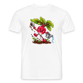 Fröhliches Radieschen beim Gärtnern  - Männer T-Shirt - Weiß - Vorne - AI Model Male 178 dark (178cm)