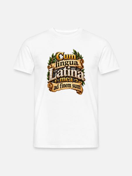 Cum Lingua Latina Schriftkunst - Männer T-Shirt - Weiß