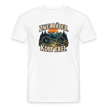 Zwei Räder, Kopf frei - Fahrrad und Natur - Männer T-Shirt - Weiß - Vorne - AI Model Male 178 dark (178cm)