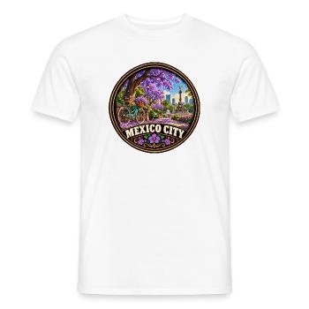 Lila Blumen Dschungel Urlaub Mexiko Stadt - Männer T-Shirt - Weiß - Vorne - AI Model Male 178 dark (178cm)