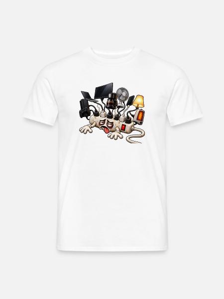 Cartoon überlastetes Verlängerungskabel - Männer T-Shirt - Weiß