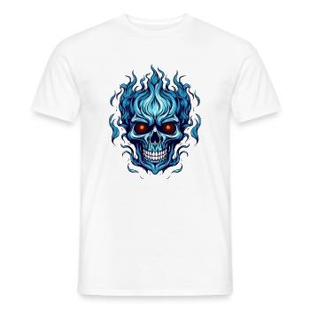 Blauer Flammenschädel - Männer T-Shirt - Weiß - Vorne - AI Model Male 178 dark (178cm)